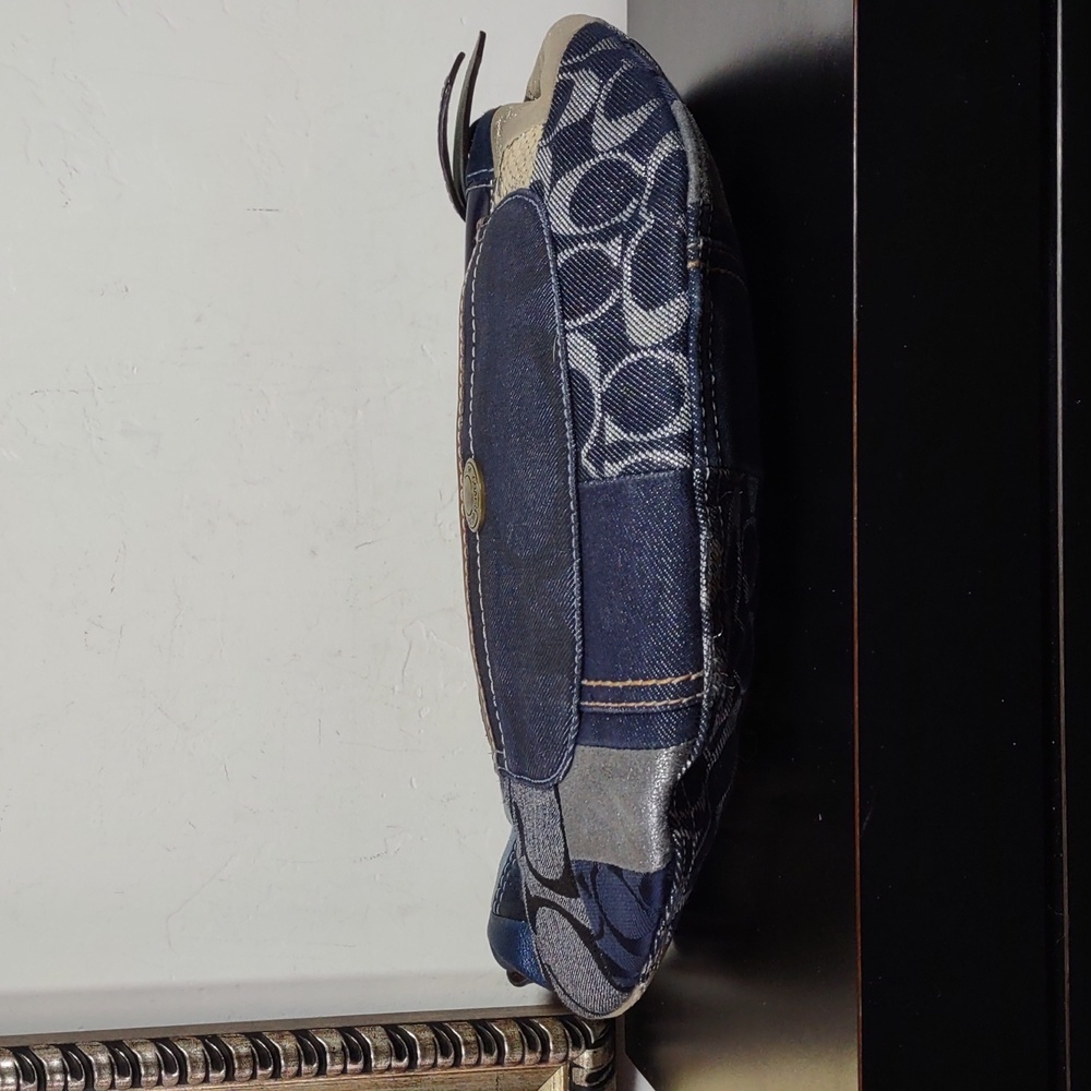 Patchwork Navy and Metallic Hobo Shoulder Bag - Picture 6 of 15